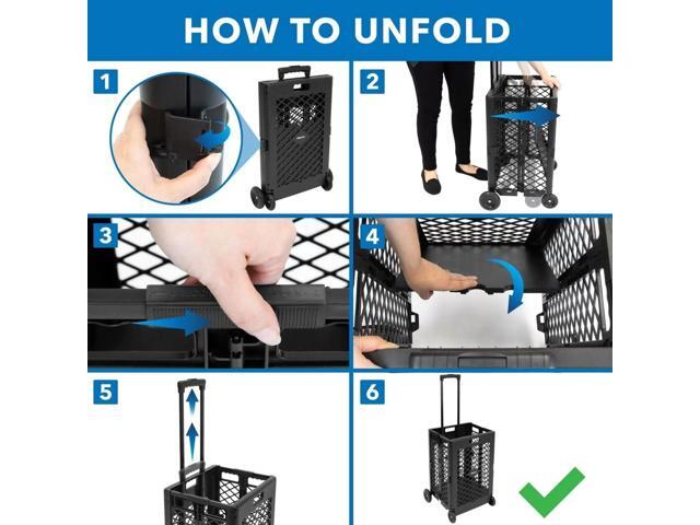 Mount-It! Mesh Rolling Utility Cart Folding and Collapsible Hand Crate on Wheels 55 Lbs Capacity