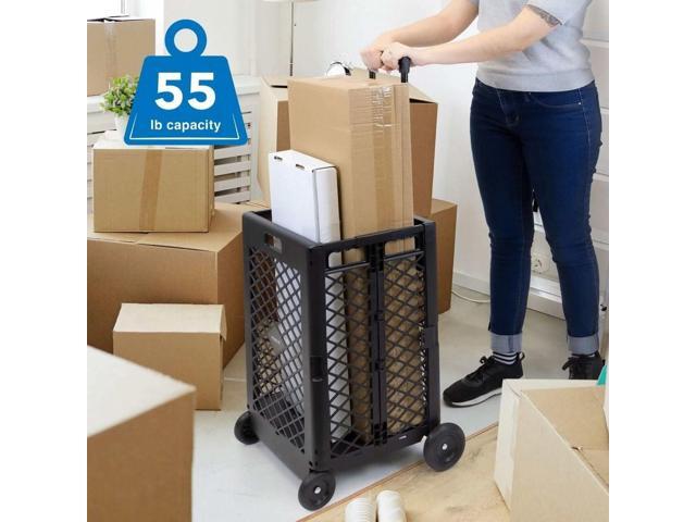 Mount-It! Mesh Rolling Utility Cart Folding and Collapsible Hand Crate on Wheels 55 Lbs Capacity