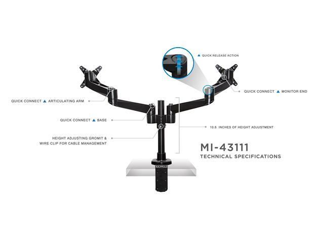 Mount-It! Dual Monitor Desk Mount Fits 13'-24' Computer Screens TAA Compliant