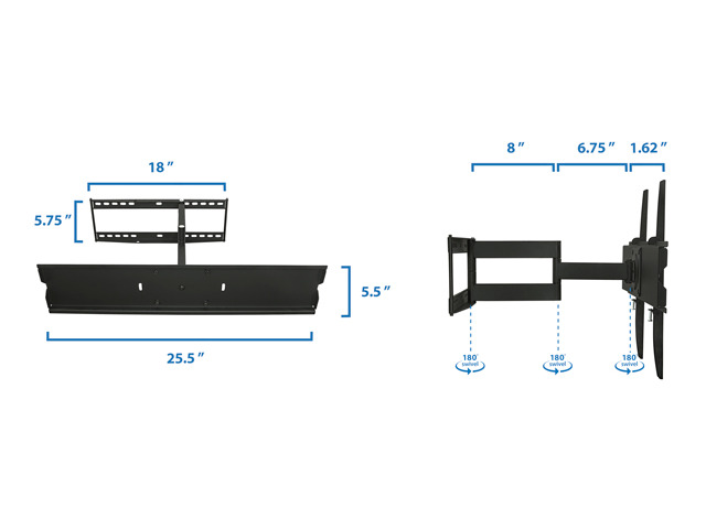 Mount-It! Full Motion TV Mount Fits 24'-65' TVs Swivel Wall Bracket VESA 600x400