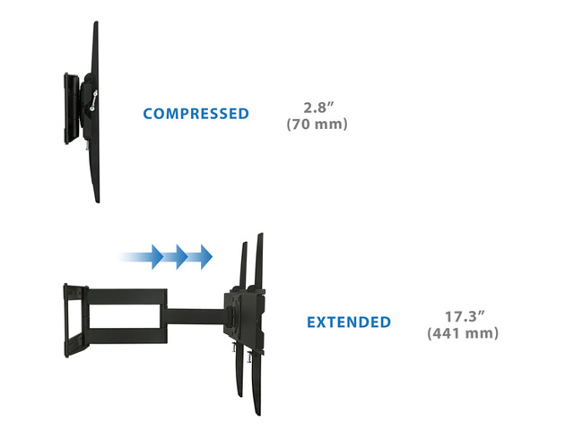 Mount-It! Full Motion TV Mount Fits 24'-65' TVs Swivel Wall Bracket VESA 600x400