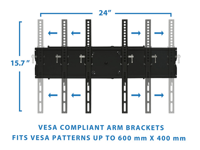 Mount-It! Full Motion TV Mount Fits 24'-65' TVs Swivel Wall Bracket VESA 600x400
