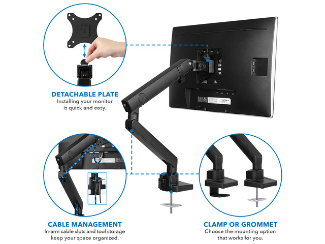 Mount-It! Mount-lt! Adjustable Monitor Mount Up to 32' Black (MI-2671)