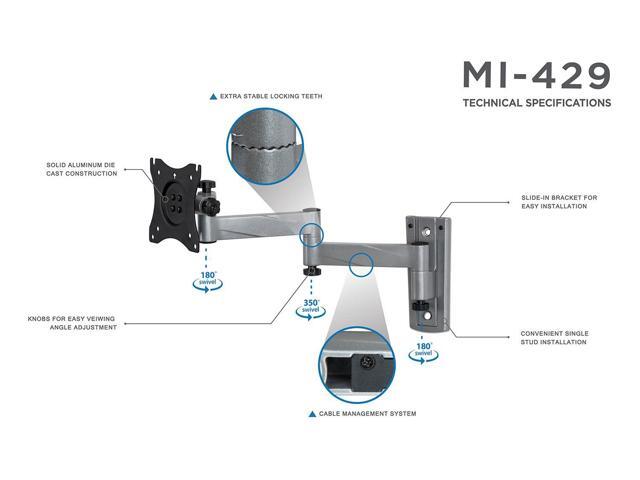 Mount-It! RV Swivel TV Mount Specifically Fits 19' to 43' TVs RV or Mobile Home Use