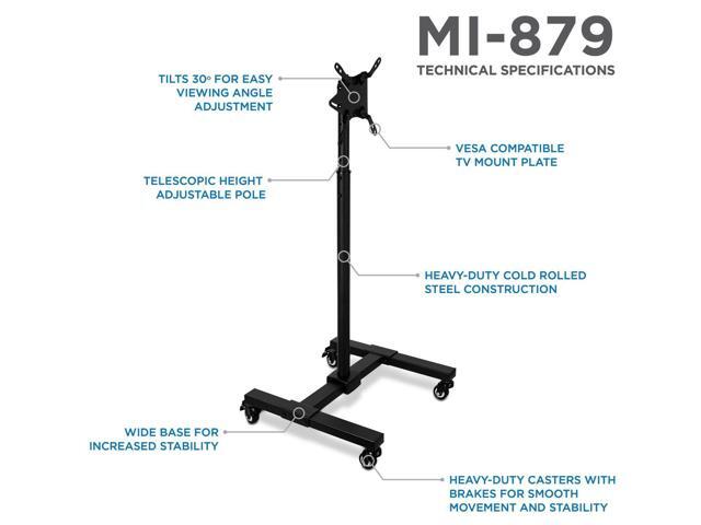 Mount-It! TV Cart Fits 19-42 Inch TVs Adjustable Height Rolling Stand