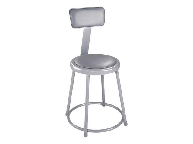 NPS 6418B 6400 Series Heavy Duty Vinyl Padded Stool with Backrest- Supports 300 lb - 18' Seat Height - Gray Seat, Gray Back, Gray Base