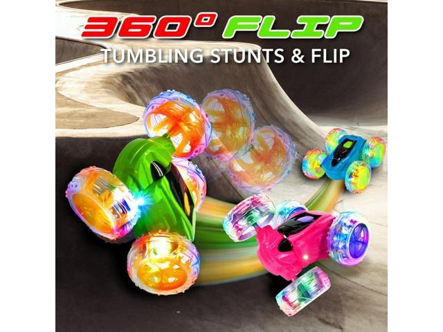 Contixo SC3 RC Car Stunt Racer, Wheels Flip & Rotate 360°, Fast Remote Control Toy Car for Kids, AWD, 2.4GHz, Rechargeable Battery, Lights Up - Green