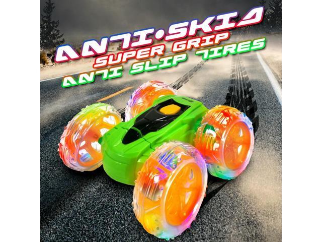 Contixo SC3 RC Car Stunt Racer, Wheels Flip & Rotate 360°, Fast Remote Control Toy Car for Kids, AWD, 2.4GHz, Rechargeable Battery, Lights Up - Green