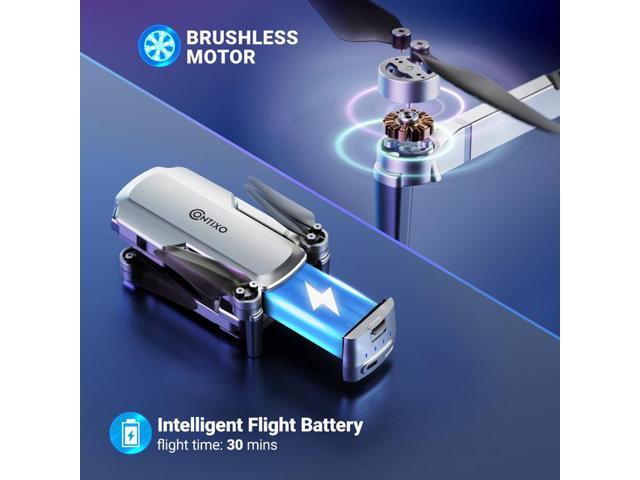 Contixo - F28 Stratus 2K GPS Drone with Intelligent Flight Modes, 26-Min Flight, Brushless Motors & Carrying Case - Silver - image 4