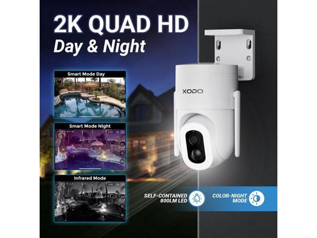 XODO E15 Solar Outdoor Wireless Security Camera for Home Security, 2K 3MP Floodlight Pan-Tilt 360° View Cam with Color Night Vision, 2-Way Audio,...