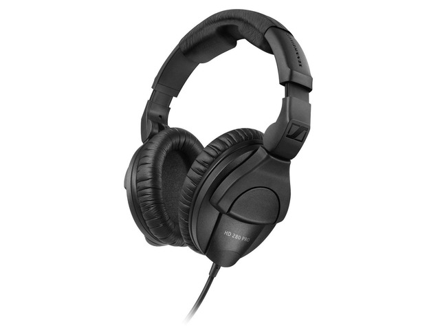HD 280 Pro Headphone, Black Closed-back headphones with 32dB attenuation and coiled cable for monitoring, recording and fieldwork