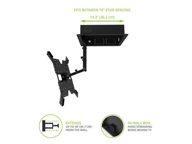 Kanto R400 Recessed in-Wall Full Motion Articulating TV Mount for 35 - 65 TVs | 300x300 VESA No Gap Flush Install | 0.3 Profile 400x400 VESA | Swivel and Tilt Capable | Cable Management Clips - image 11