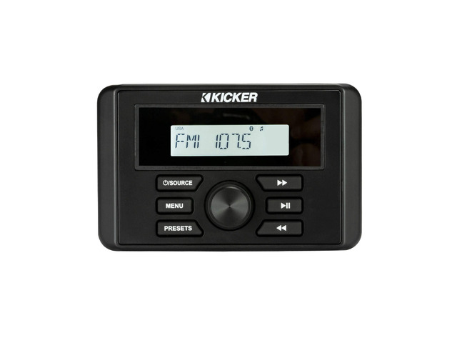 46KMC3 Weather-Resistant Gauge-Style Media Center with Bluetooth Waterproof round receiver, wireless streaming at the helm, dash mount stereo...