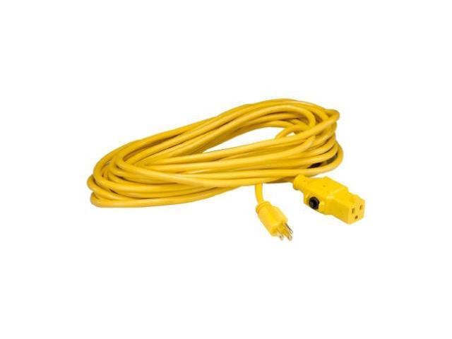 Alert Stamping, CS-25A, 25', 16/3 SJTW-A, Round, Yellow Extension Cord, Resetable Circuit Breaker In Female End Of Tap