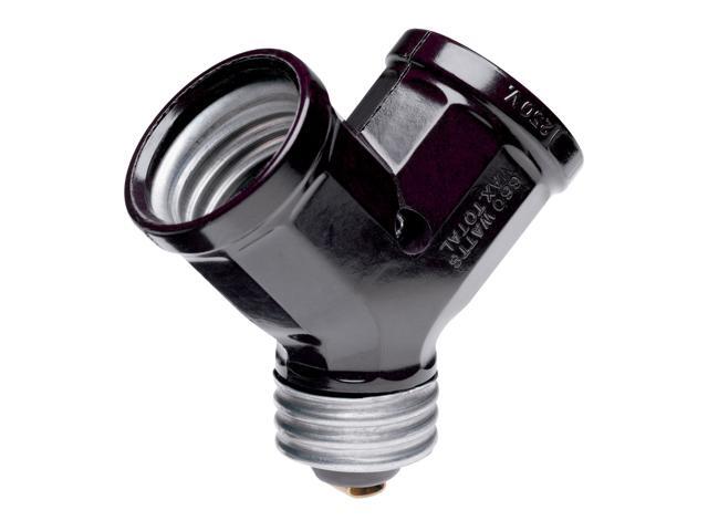 Pass & Seymour, 128, 15A, 125V, 600W, Single Lamp Holder to Twin Adapter Easy Converting Adapter