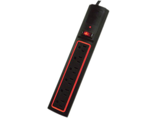 Power Play Products PPP, PP-56223D-RB, Black, 6 Outlet Daylite Surge Protector With 3' Cord, 1200 Joules