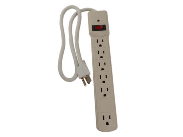 G-Force 55096 White 6 Outlet Surge Protector With 2.5' Foot Cord And 750 Joules
