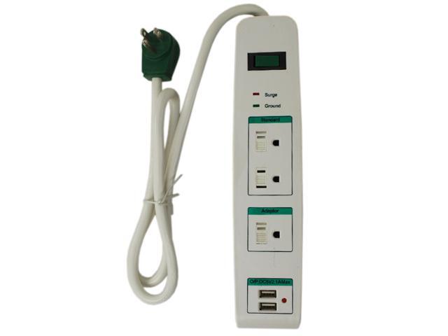 Go Green Power GG-13103USB 3 Outlet Surge Protector with 2 USB Ports and 3' Foot Extension Cord Features Child Outlet Safety Covers