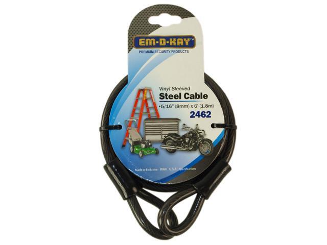 Em-D-Kay 2462 Vinyl Sleeved 5/16' x 6' Steel Cable Bike Lock