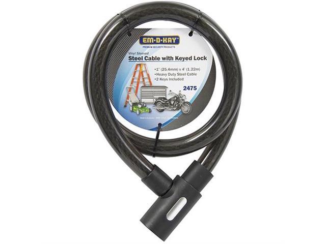 Em-D-Kay 2475 Vinyl Sleeved 1' x 4' Steel Cable Bike Lock With Keyed lock