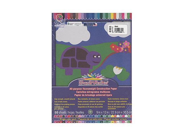 Pacon 6303 SunWorks Construction Paper Heavyweight 9 x 12 Black 50 Sheets