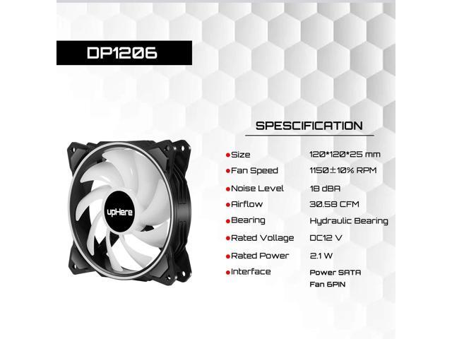 upHere 120mm RGB Case Fan,Dual Halo RGB LED,Quiet Edition High Airflow Adjustable Color LED Case Fan for PC Cases-3 Pack,DP1206-3