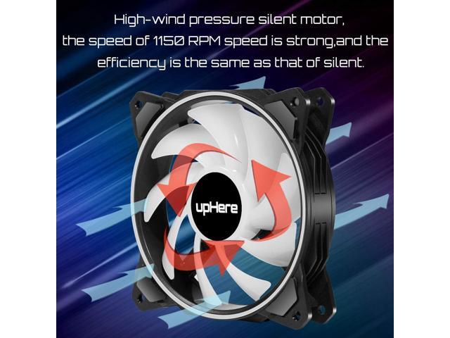 upHere 120mm RGB Case Fan,Dual Halo RGB LED,Quiet Edition High Airflow Adjustable Color LED Case Fan for PC Cases-3 Pack,DP1206-3