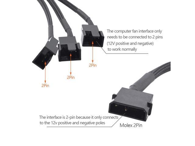 2PCS 4 Pin PWM Fan Extension Cable and 4-Pin IDE to 3X 4-Pin Fan Connector, Sleeved Braided Y Splitter, for Computer PC 4 Pin Fan Extension Power...
