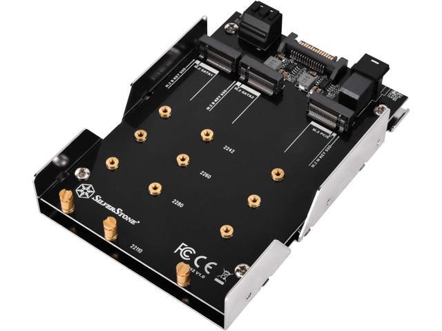 3.5' device bay to two M.2 SATA & one M.2 NVMe SSD adapter with 2x SATA cable includes