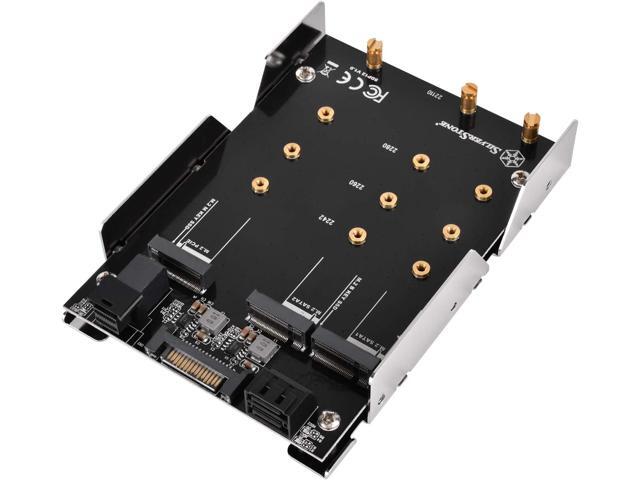 3.5' device bay to two M.2 SATA & one M.2 NVMe SSD adapter with 2x SATA cable includes