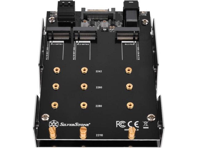 3.5' device bay to two M.2 SATA & one M.2 NVMe SSD adapter with 2x SATA cable includes