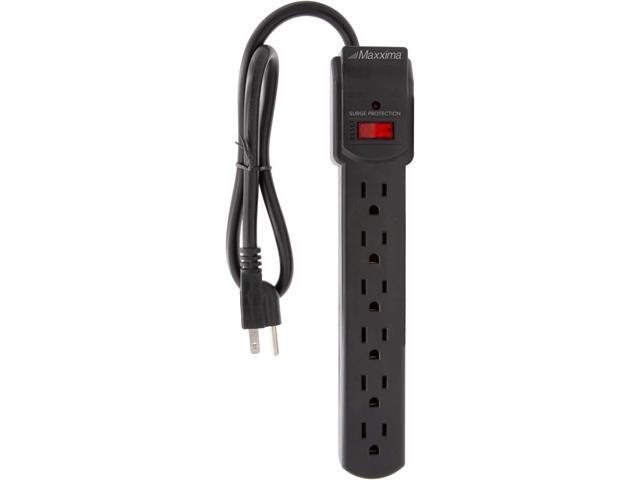 Maxxima 4-Pack 6 Outlet Power Strip Surge Protector - 300 Joules, Features Red On/Off Switch, Powers Multiple Electronics and Devices...