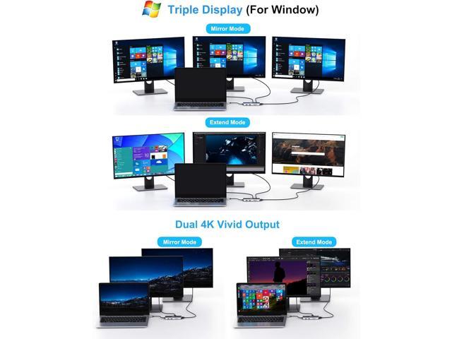 USB C Docking Station Dual Monitor, 9 in 1 USB C Triple Display Docking Station to Dual HDMI Adapter Displayport SD TF Card Reader 2USB 2.0, 1 USB...