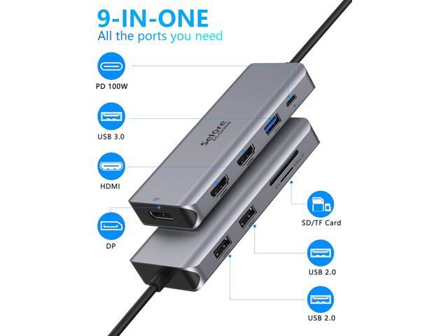 USB C Docking Station Dual Monitor, 9 in 1 USB C Triple Display Docking Station to Dual HDMI Adapter Displayport SD TF Card Reader 2USB 2.0, 1 USB...