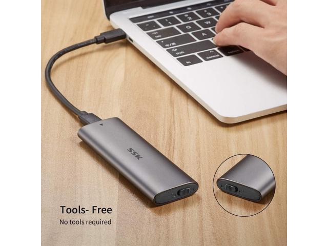SSK Aluminum M.2 to USB NVMe SATA SSD Enclosure Reader, Tool-Free USB 3.2 Gen 2 10Gbps NVMe PCI-E 6Gbps SATA M-Key / B+M Key Solid State Drive...