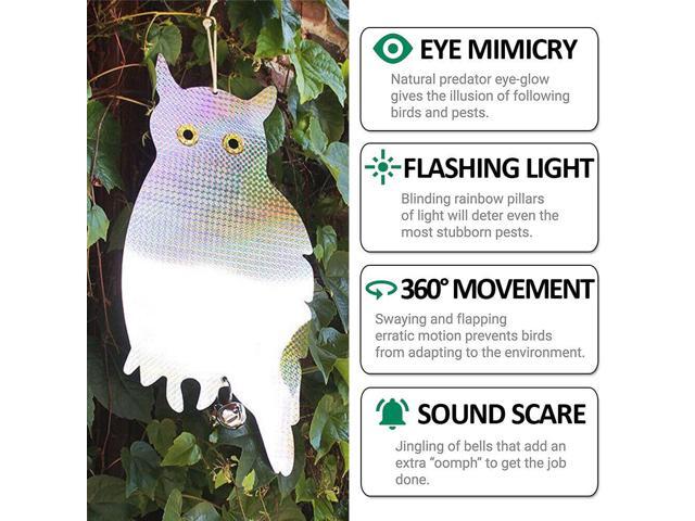 2PCS Owl Decoy Bird Repellent Hanging Holographic Reflective Scare Pigeons Away
