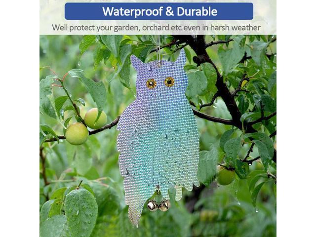 2PCS Owl Decoy Bird Repellent Hanging Holographic Reflective Scare Pigeons Away