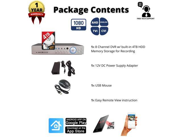 Evertech 8 channel DVR with 4TB Hard Drive H.265 High-Definition Hybrid TVI AHD CVI Analog Home Office Standalone CCTV Security Digital Video...