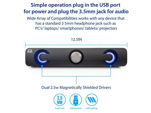 GamesterGear SY-SPK20234 2.0 Sound Bar Speaker - 5 W RMS - Under Monitor - Desktop - 100 Hz to 20 kHz - USB - image 3
