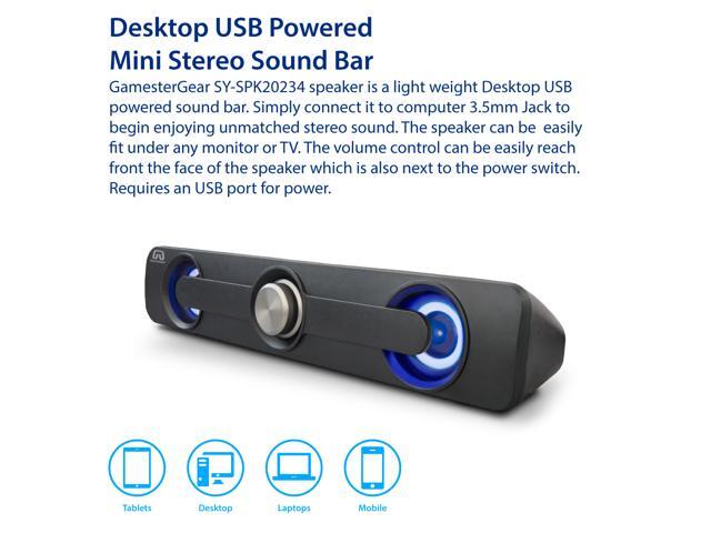 GamesterGear SY-SPK20234 2.0 Sound Bar Speaker - 5 W RMS - Under Monitor - Desktop - 100 Hz to 20 kHz - USB - image 2