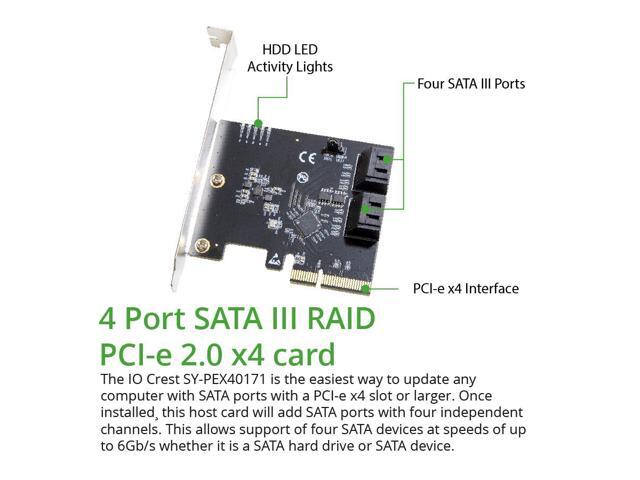4 Port SATA III To PCI-e x2 RAID Expansion Card Marvell Chipset