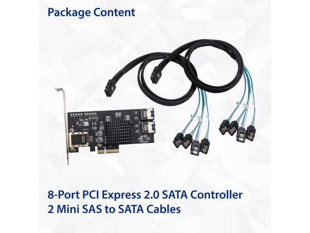 SYBA SIPEX40137 8 Port SATA III PCI-e x4 Controller Card - Dual SFF-8087 Interface Marvell 9215 Chipset