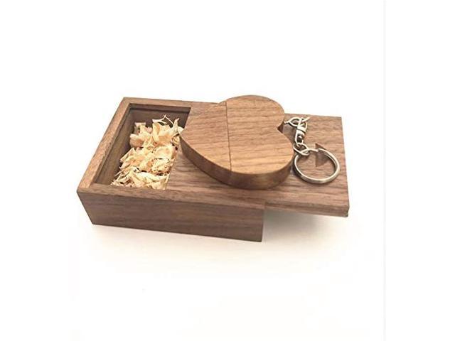 10 PCS Eco Wooden USB Flash Drive 16GB Heart Shaped with Matching Box for Wedding Photography Valentine's Day