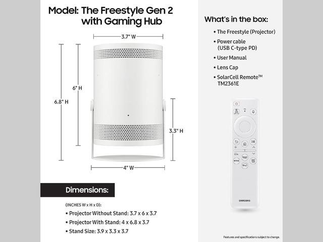 Samsung - The Freestyle 2nd Gen with Gaming Hub FHD HDR Smart Portable Projector - White - image 3