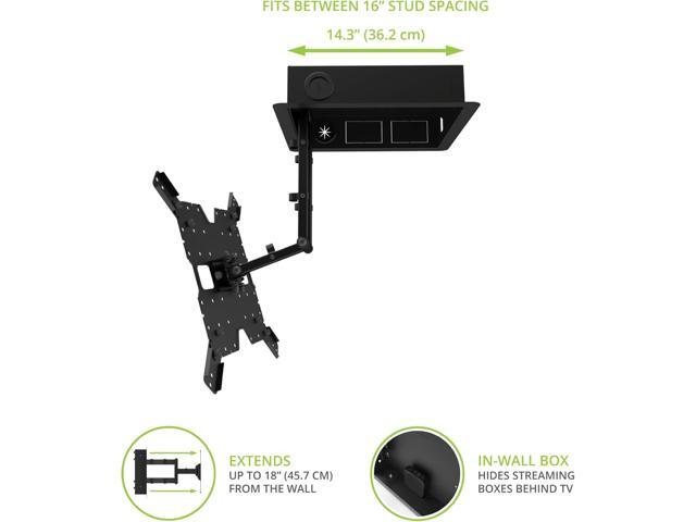 Kanto R400 Recessed in-Wall Full Motion Articulating TV Mount for 35 - 65 TVs | 300x300 VESA No Gap Flush Install | 0.3 Profile 400x400 VESA | Swivel and Tilt Capable | Cable Management Clips - image 3
