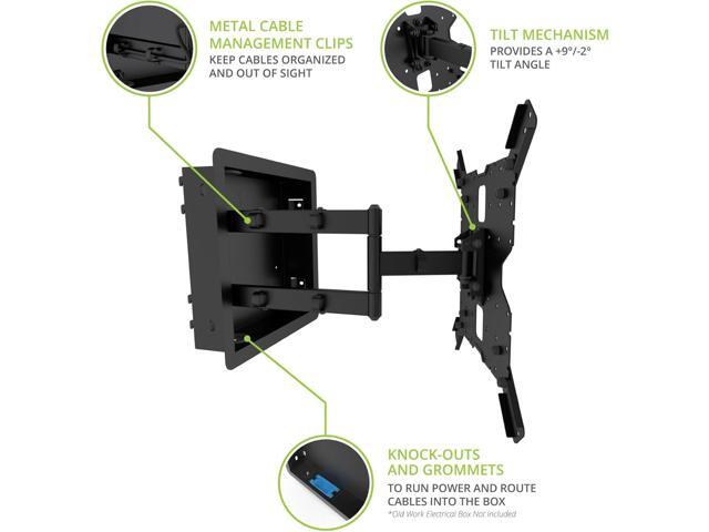 Kanto R400 Recessed in-Wall Full Motion Articulating TV Mount for 35 - 65 TVs | 300x300 VESA No Gap Flush Install | 0.3 Profile 400x400 VESA | Swivel and Tilt Capable | Cable Management Clips - image 4