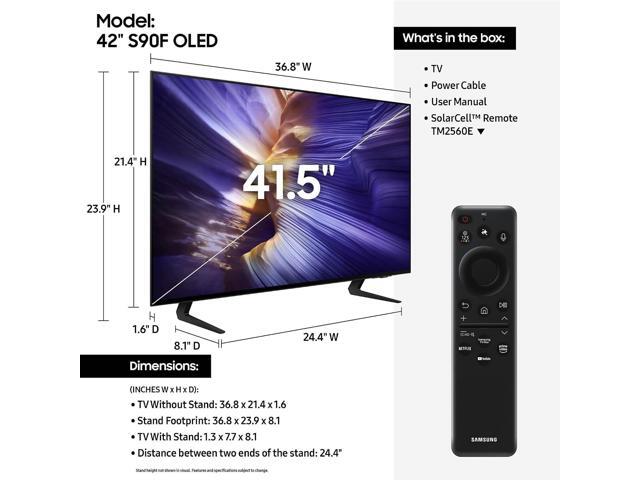 Samsung QN42S90FAEXZA 42 Inch 4K OLED Smart TV with a Kanto PMX700 Pro Series Full Motion Dual Stud Mount (2025)