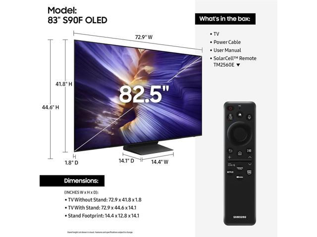 Samsung QN83S90FAEXZA 83 Inch 4K OLED Smart TV with Dolby Atmos and 2 Year Amber Protection Plan (2025)