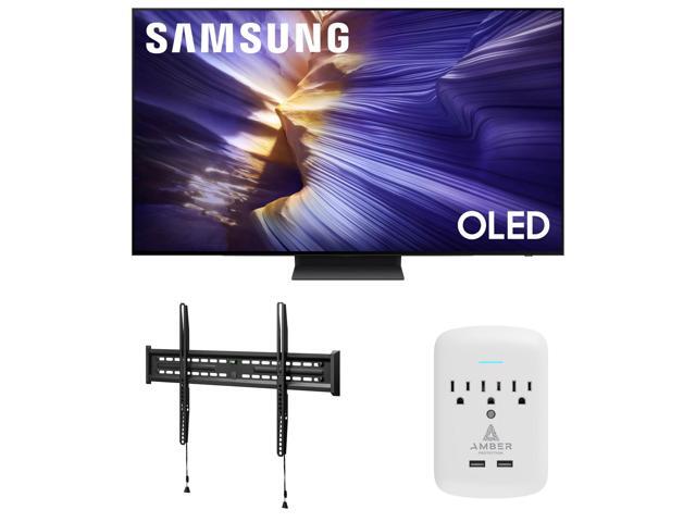 Samsung QN65S90FAFXZA 65 Inch 4K OLED Smart TV with a Walts FIXED-MOUNT-43-90 TV Mount for 43'-98' TVs and Amber Protection 3-OUTLET-SURGE Surge...