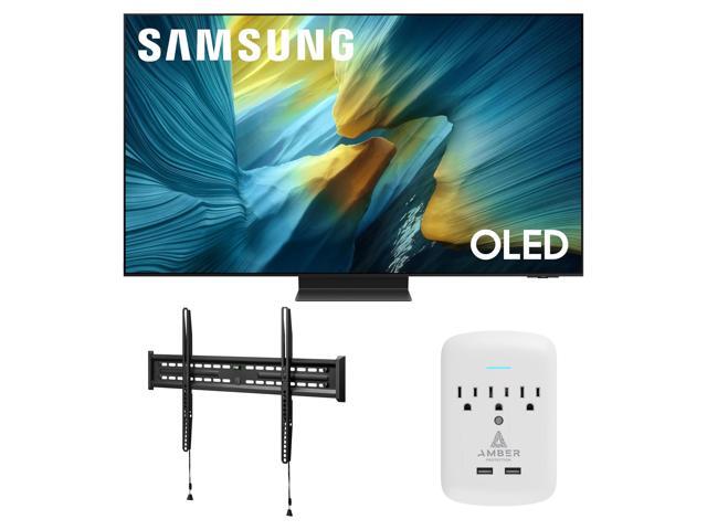 Samsung QN55S95FAFXZA 55 Inch OLED HDR Pro 4K Smart TV with a Walts FIXED-MOUNT-43-90 TV Mount for 43'-98' TVs and Amber Protection 3-OUTLET-SURGE...